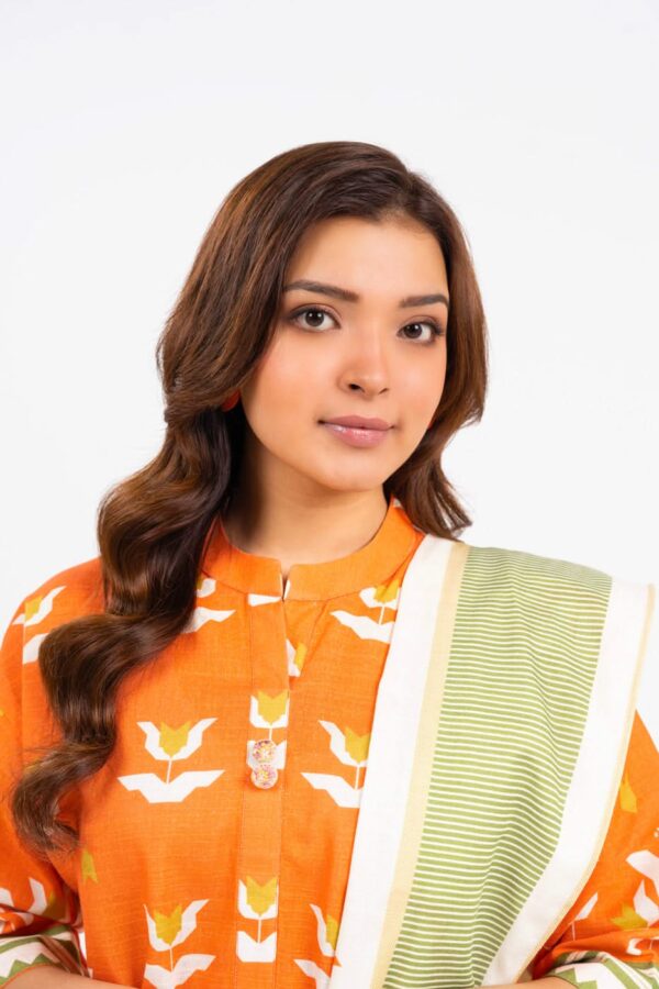 Al Karam Fw49.1 Orange Unstitched Winter Collection