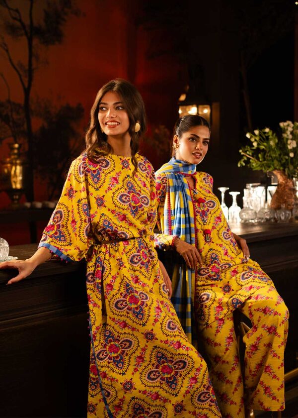 Al Karam Fw49 Yellow Unstitched Winter Collection