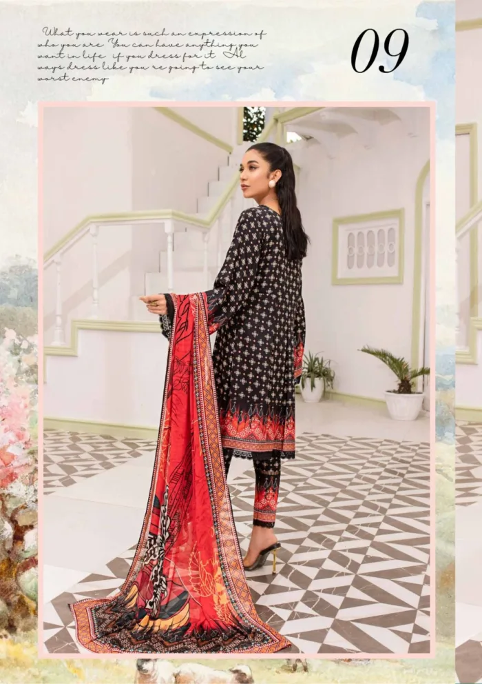 Aalaya CA1 09 Coral Luxury Lawn Collection - Image 2