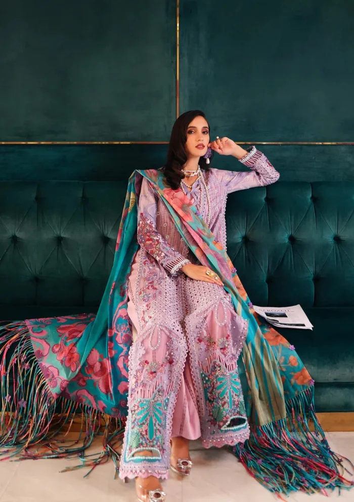 Afrozeh AL 08 Chrysa Unstitched 25 Luxury Lawn Collection - Image 2
