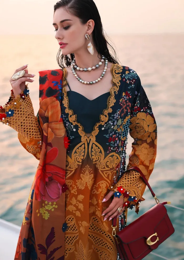 Afrozeh AL 09 Halcy Unstitched 25 Luxury Lawn Collection - Image 2