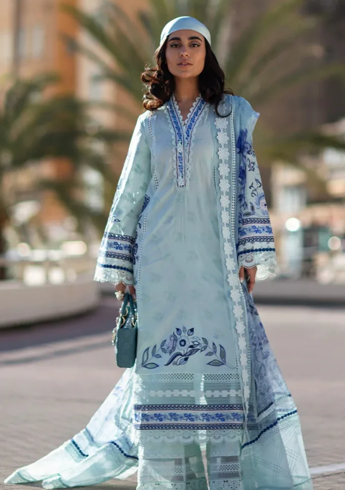 Ansab Jahangir Luxury 25 AJ LL 25 04 Blue Bell Zoha Luxury Lawn Collection - Image 4