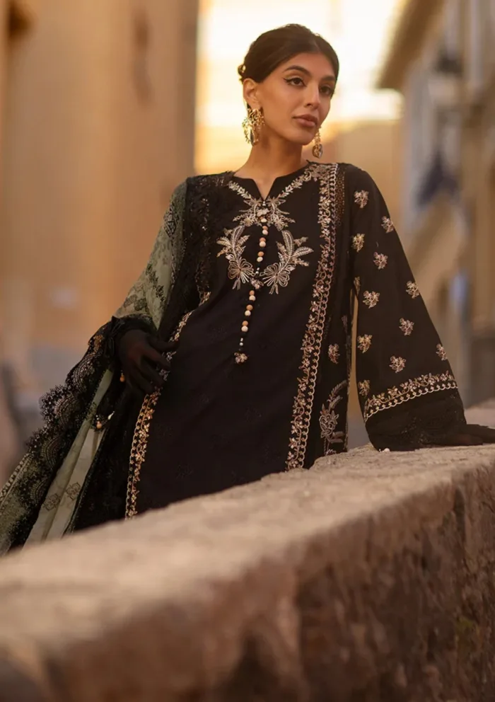 Ansab Jahangir Luxury 25 AJ LL 25 06 Black Lady Zoha Luxury Lawn Collection - Image 3