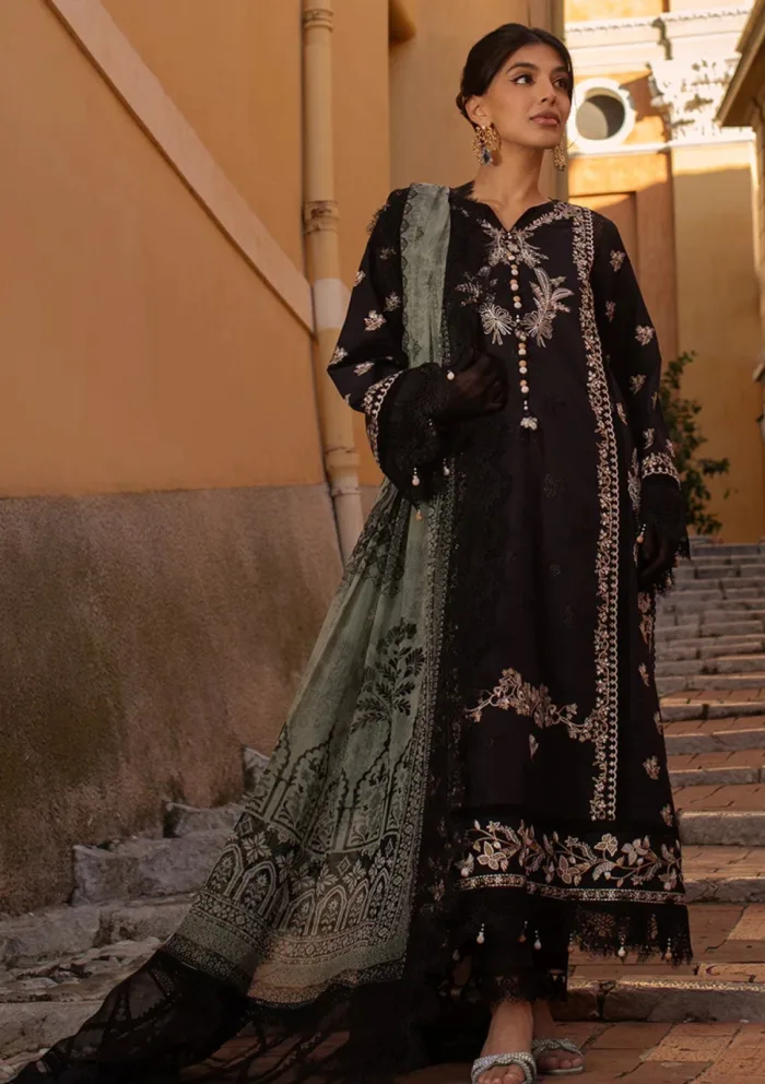 Ansab Jahangir Luxury 25 AJ LL 25 06 Black Lady Zoha Luxury Lawn Collection - Image 5