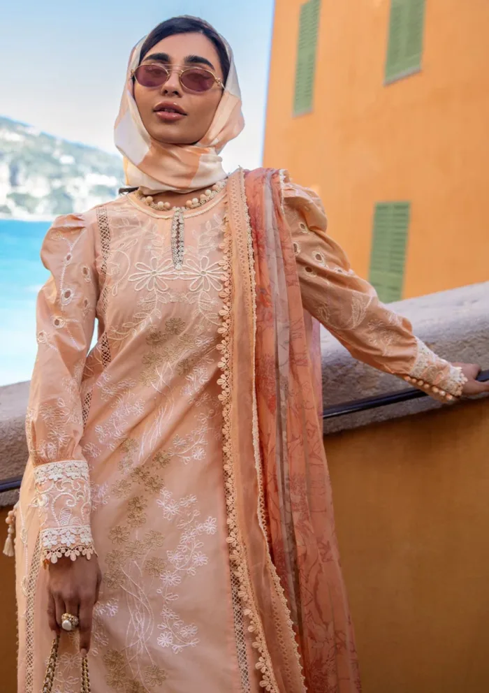 Ansab Jahangir Luxury 25 AJ LL 25 09 Alluring Apricot Zoha Luxury Lawn Collection - Image 2