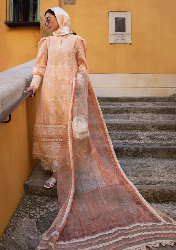 Ansab Jahangir Luxury 25 AJ LL 25 09 Alluring Apricot Zoha Luxury Lawn Collection - Image 4
