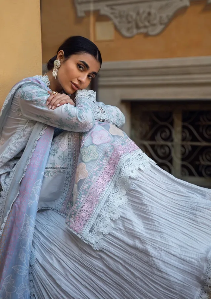 Ansab Jahangir Luxury 25 AJ LL 25 11 Petal Blue Zoha Luxury Lawn Collection - Image 3