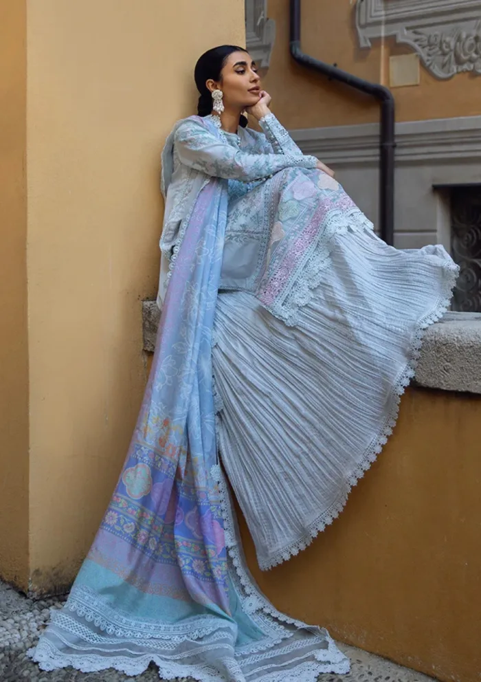 Ansab Jahangir Luxury 25 AJ LL 25 11 Petal Blue Zoha Luxury Lawn Collection - Image 5