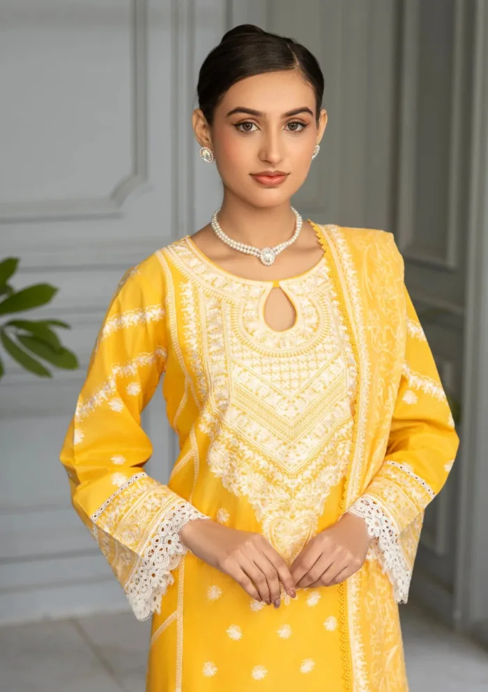 Azam Arts D 1704 Saffron Premium 25 Luxury Lawn Collection - Image 3