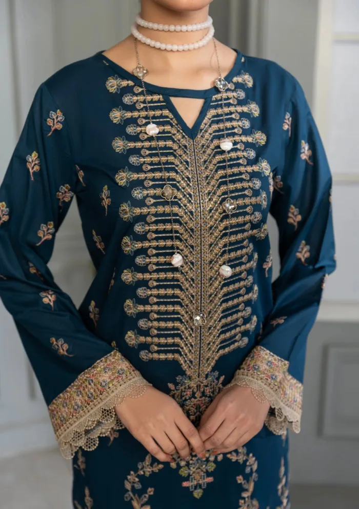 Azam Arts D 1705 Saffron Premium 25 Luxury Lawn Collection - Image 4