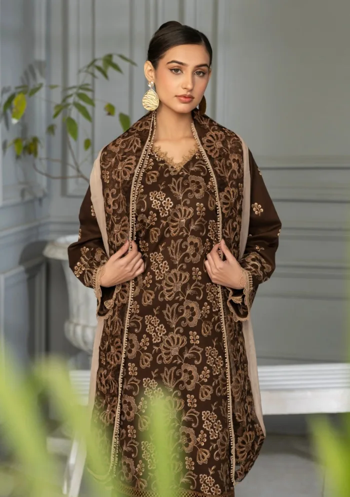 Azam Arts D 1707 Saffron Premium 25 Luxury Lawn Collection - Image 3