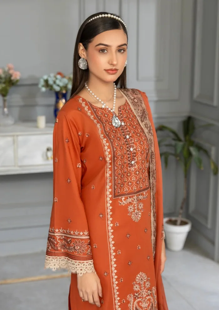 Azam Arts D 1710 Saffron Premium 25 Luxury Lawn Collection - Image 3