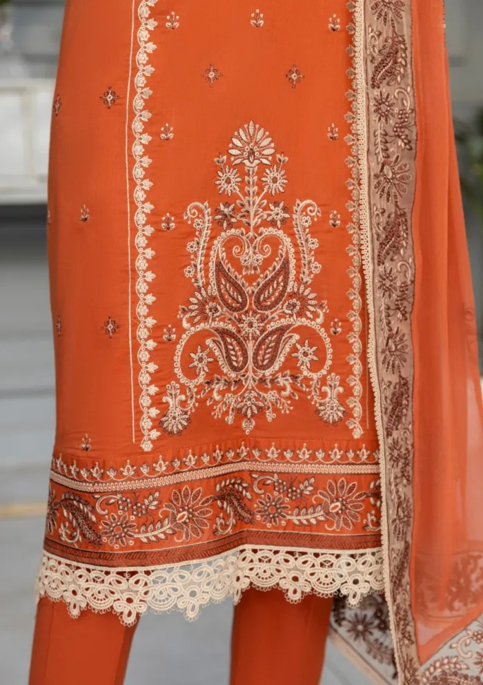 Azam Arts D 1710 Saffron Premium 25 Luxury Lawn Collection - Image 4