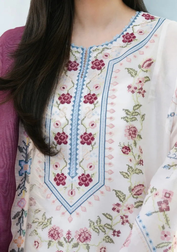 Coco By Zara Shahjahan Unstitched 25 -Serene-2B Luxury Lawn Collection - Image 3