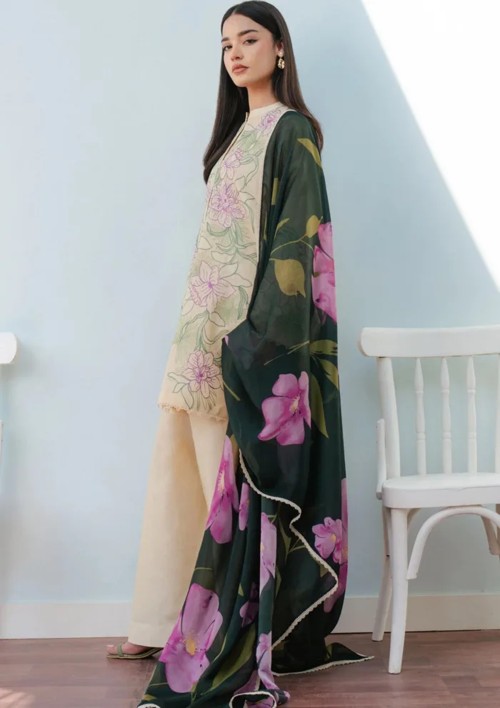 Coco By Zara Shahjahan Unstitched 25 -Bloom-1B Luxury Lawn Collection - Image 3