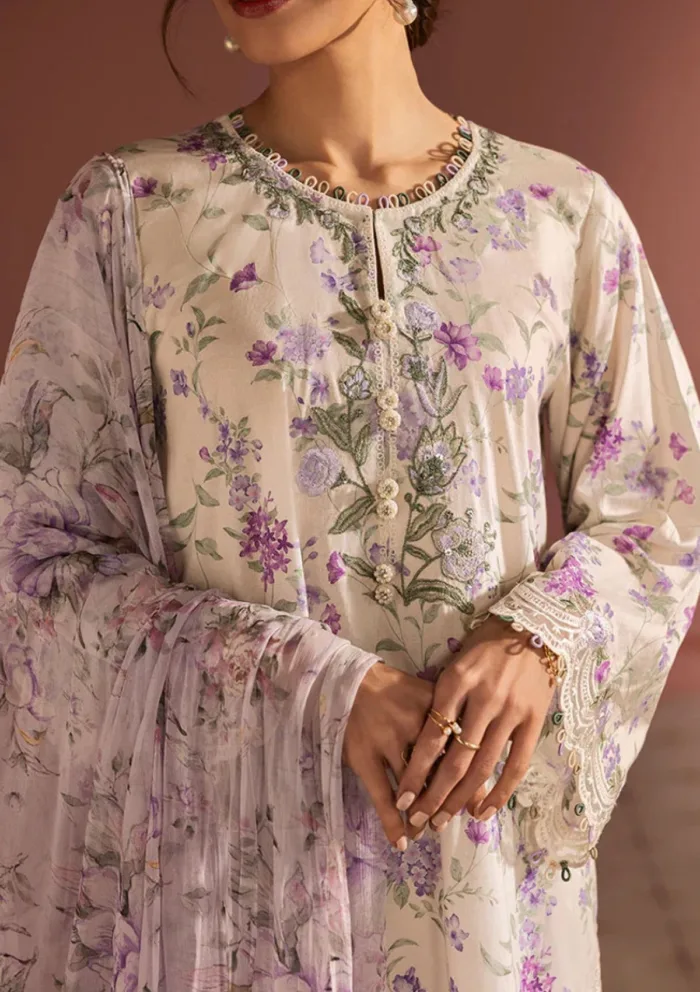 Cross Stitch LILAC BLOOM Unstitched Premium 25 Luxury Lawn Collection - Image 3