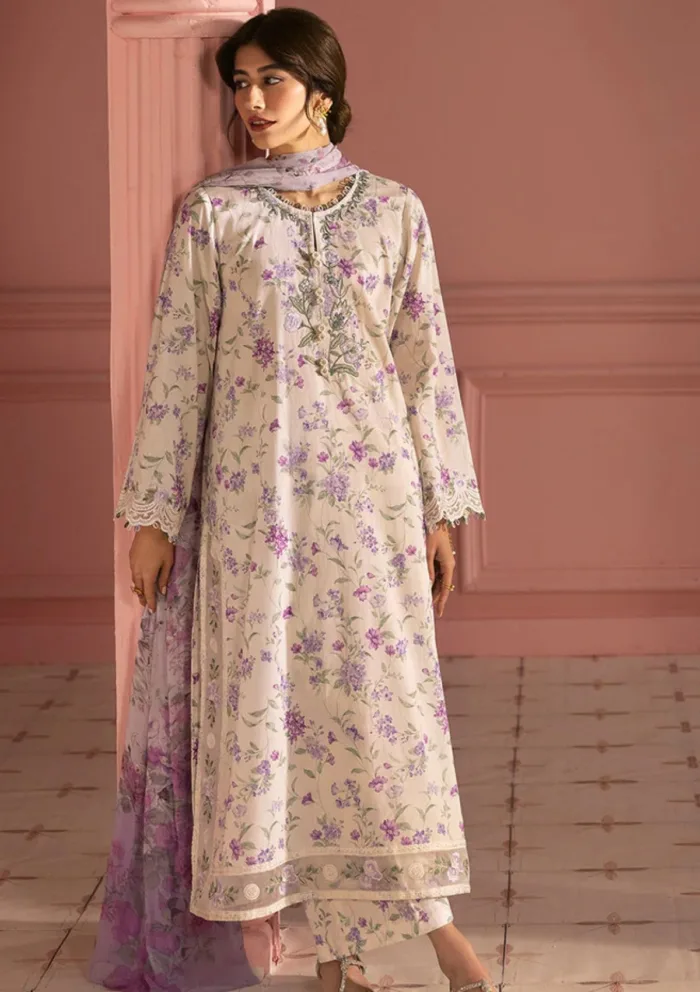 Cross Stitch LILAC BLOOM Unstitched Premium 25 Luxury Lawn Collection - Image 4