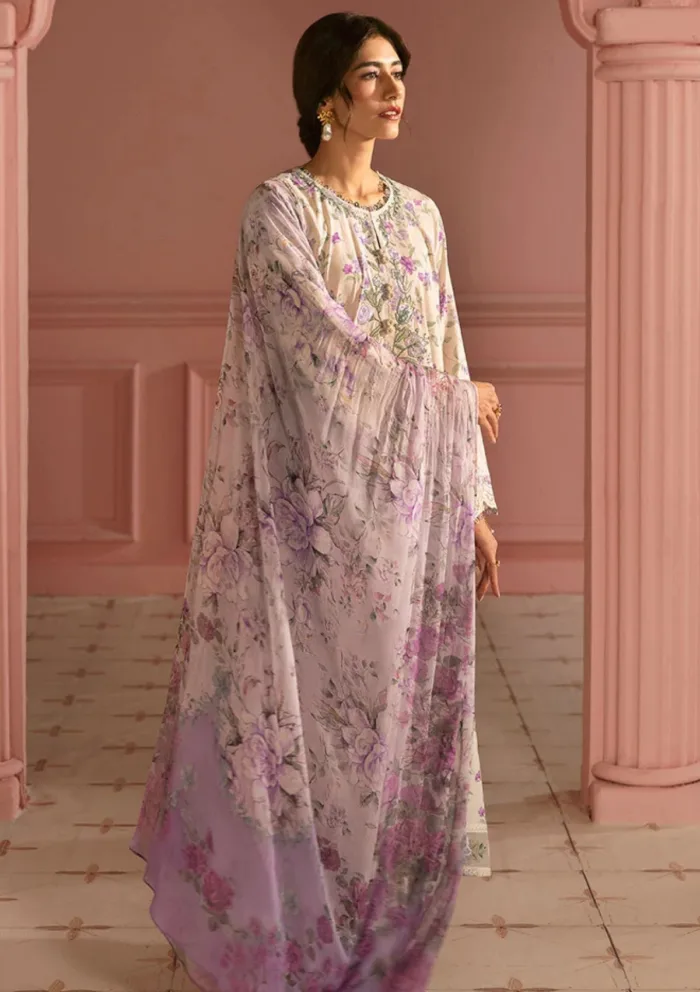 Cross Stitch LILAC BLOOM Unstitched Premium 25 Luxury Lawn Collection - Image 5