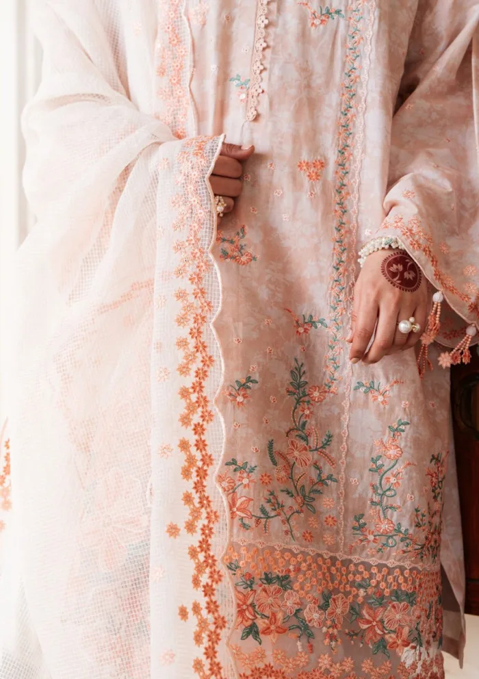 Cross Stitch SOFT SALMON Eid Unstitched 25 Luxury Lawn Collection - Image 2