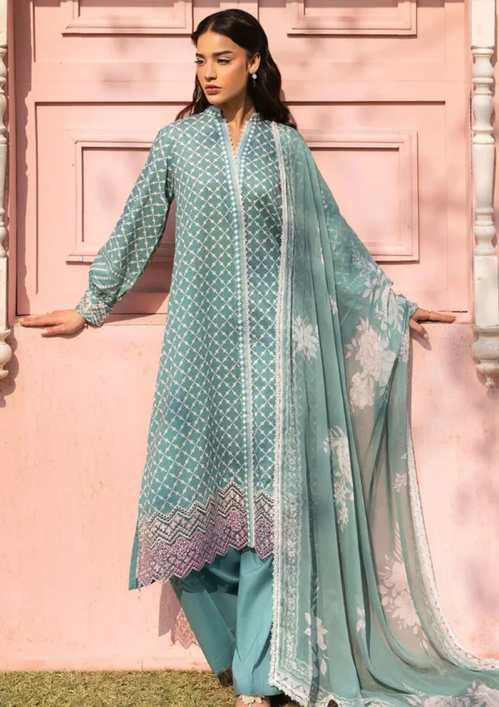 Cross Stitch TEAL GRACE Unstitched Premium 25 Luxury Lawn Collection - Image 3