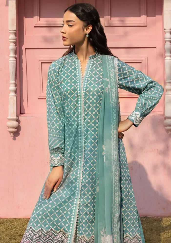 Cross Stitch TEAL GRACE Unstitched Premium 25 Luxury Lawn Collection - Image 4