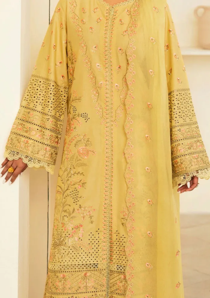 Deyar Luxury 25 LD001 Lime Yellow Iris Lawn Collection - Image 4