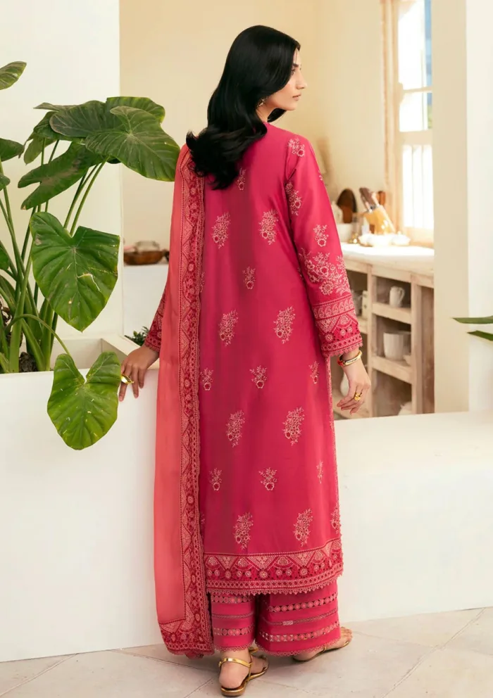 Deyar Luxury 25 LD003 Gajari Pink Iris Lawn Collection - Image 2