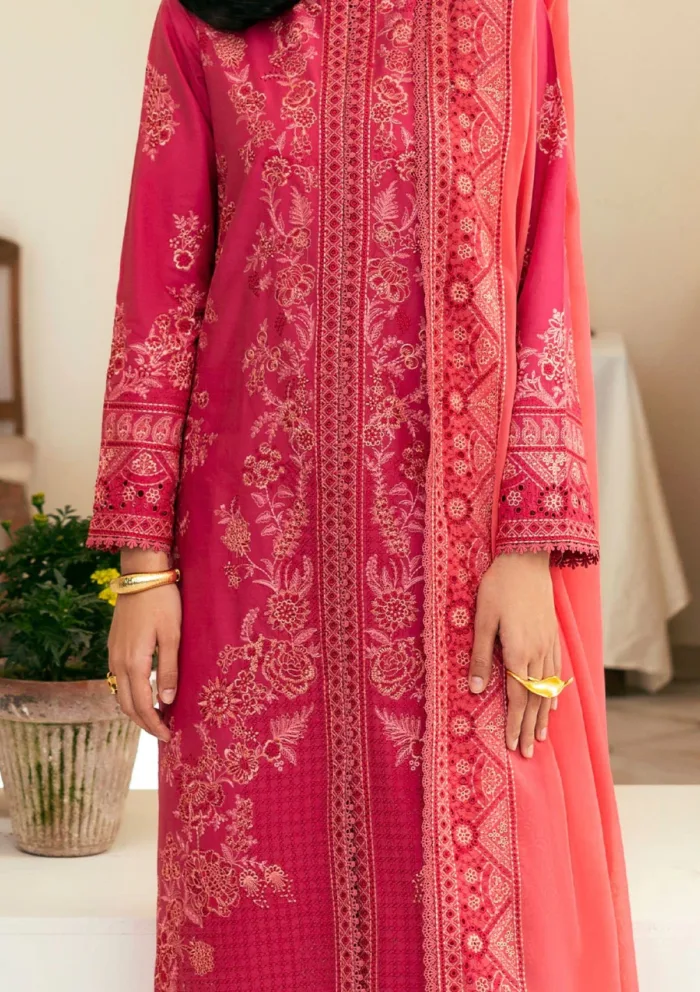 Deyar Luxury 25 LD003 Gajari Pink Iris Lawn Collection - Image 3