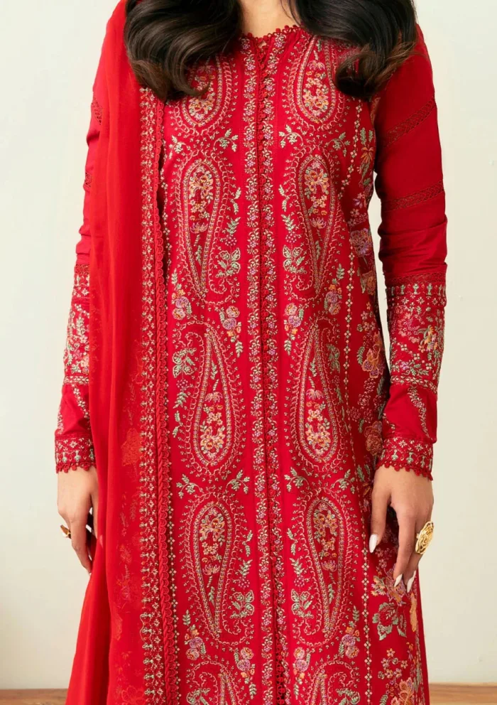 Deyar Luxury 25 LD004 Blood Red Iris Lawn Collection - Image 3