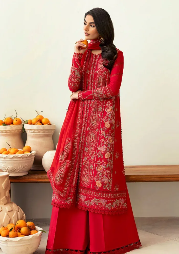 Deyar Luxury 25 LD004 Blood Red Iris Lawn Collection - Image 4