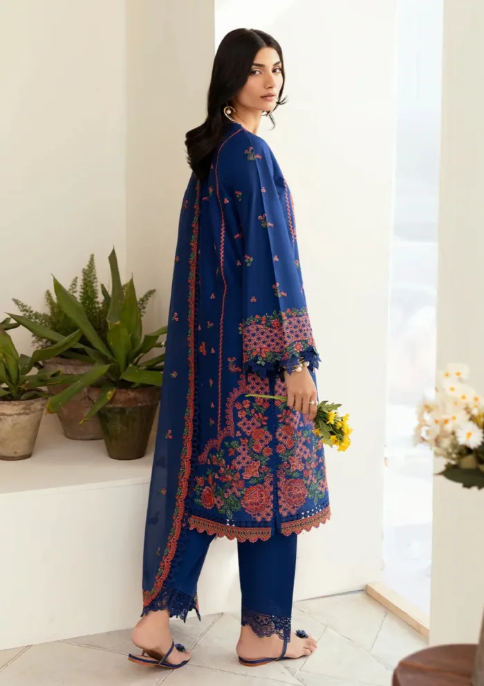 Deyar Luxury 25 LD006 Royal Blue Iris Lawn Collection - Image 2