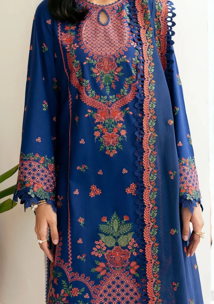 Deyar Luxury 25 LD006 Royal Blue Iris Lawn Collection - Image 3
