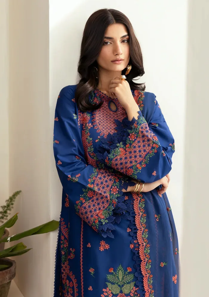 Deyar Luxury 25 LD006 Royal Blue Iris Lawn Collection - Image 4