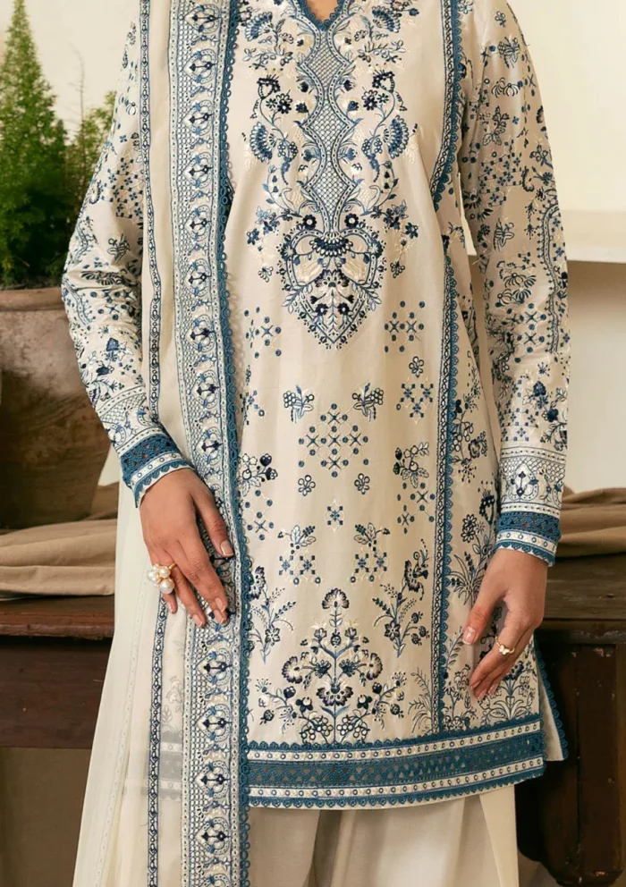 Deyar Luxury 25 LD009 Ivory Iris Lawn Collection - Image 3
