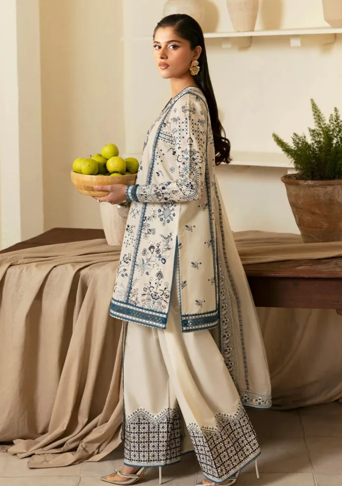 Deyar Luxury 25 LD009 Ivory Iris Lawn Collection - Image 4