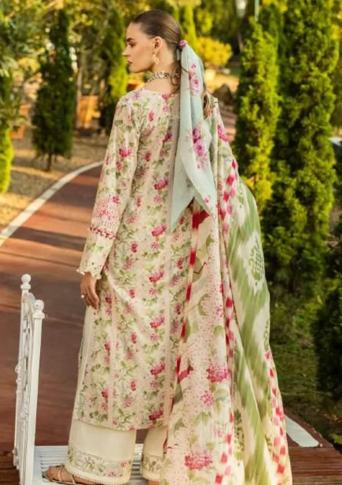 Elaf Premium ELK 02B SWEET GREENS Print Chikankari 25 Luxury Lawn Collection - Image 2