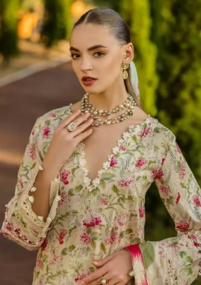 Elaf Premium ELK 02B SWEET GREENS Print Chikankari 25 Luxury Lawn Collection - Image 3