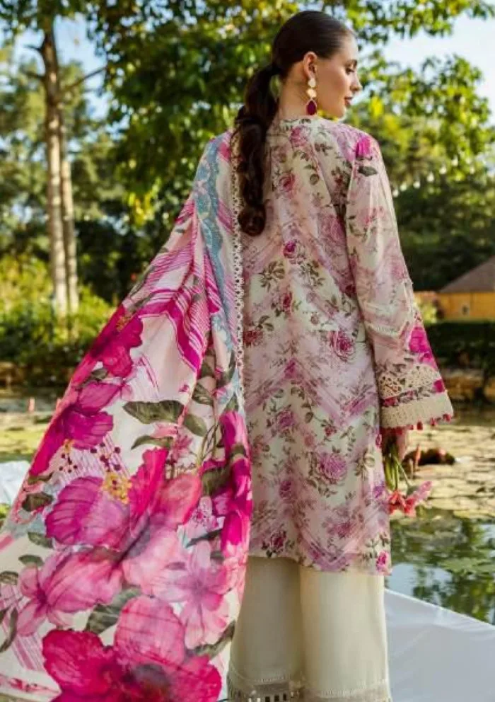 Elaf Premium ELK 06B ROSES WHITES Print Chikankari 25 Luxury Lawn Collection - Image 2
