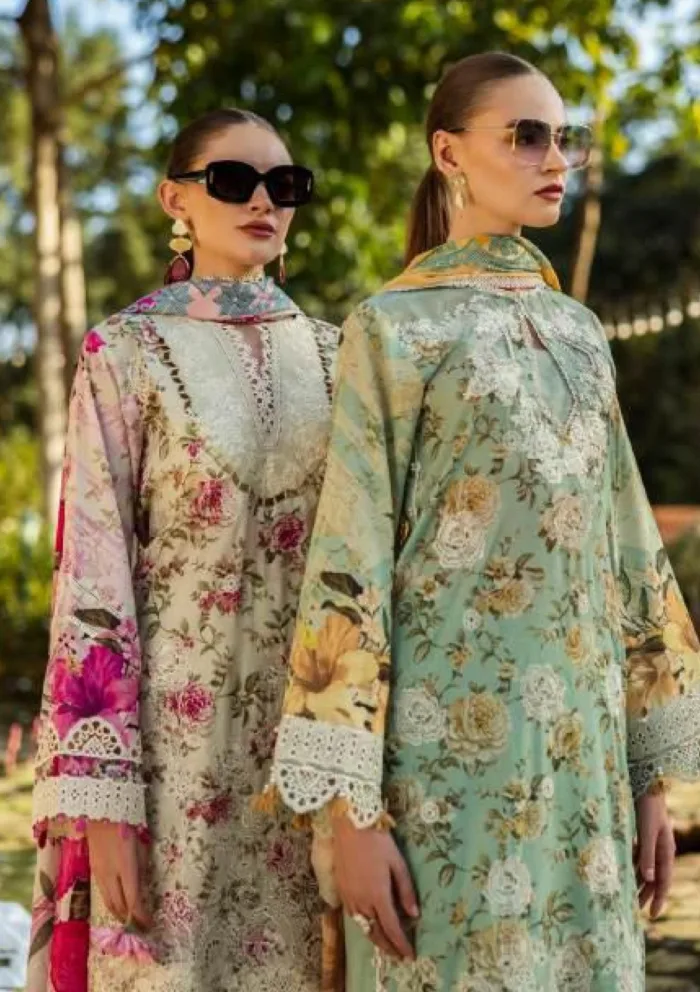 Elaf Premium ELK 06B ROSES WHITES Print Chikankari 25 Luxury Lawn Collection - Image 3