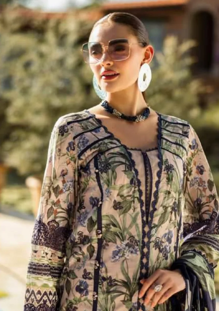 Elaf Premium ELK 08B AZZURRO Print Chikankari 25 Luxury Lawn Collection - Image 3