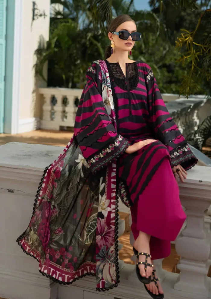 Elaf Premium EPE 02B BERRY BLUSH Prints 25 Luxury Lawn Collection - Image 4