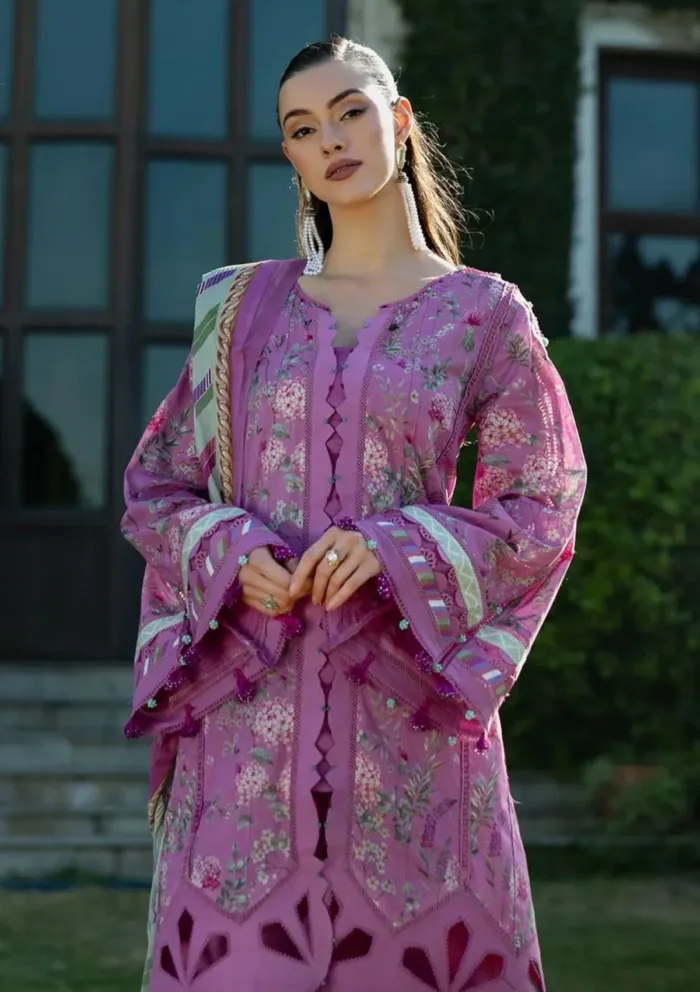 Elaf Premium EPE 04B FUCHSIA FANTASY Prints 25 Luxury Lawn Collection - Image 6