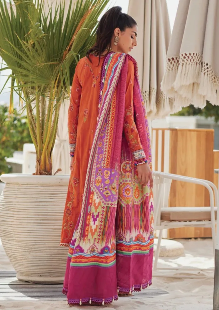 Farah Talib Aziz FTL25 01 Rita Rust Luxury Unstitched Lawn Collection - Image 2