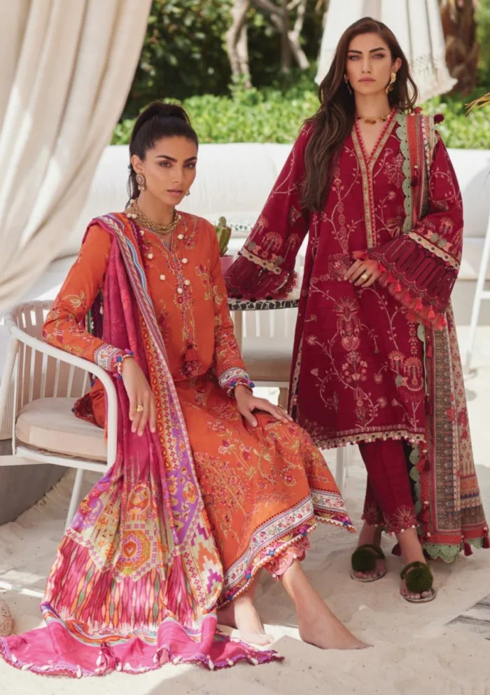 Farah Talib Aziz FTL25 01 Rita Rust Luxury Unstitched Lawn Collection - Image 7