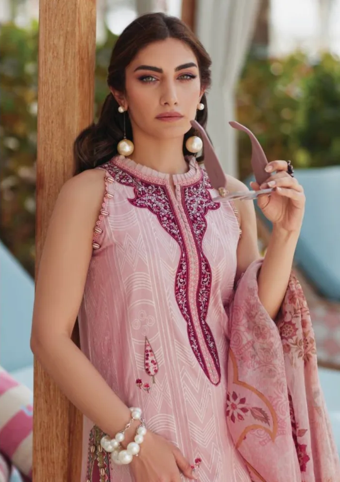 Farah Talib Aziz FTL25 03 Prciscilla Pink Luxury Unstitched Lawn Collection - Image 3