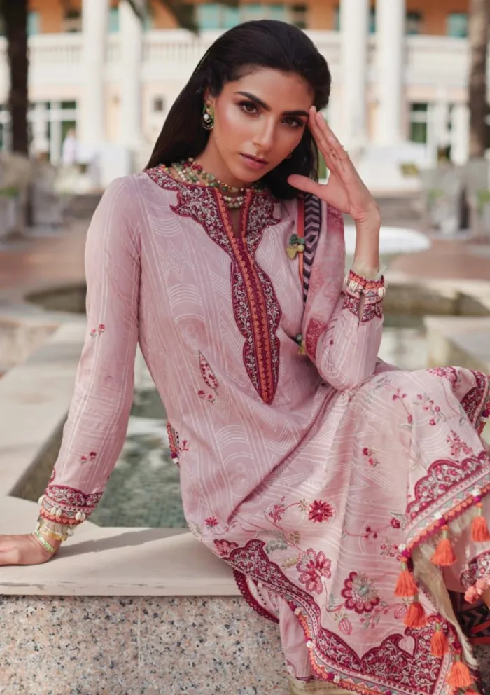 Farah Talib Aziz FTL25 03 Prciscilla Pink Luxury Unstitched Lawn Collection - Image 6