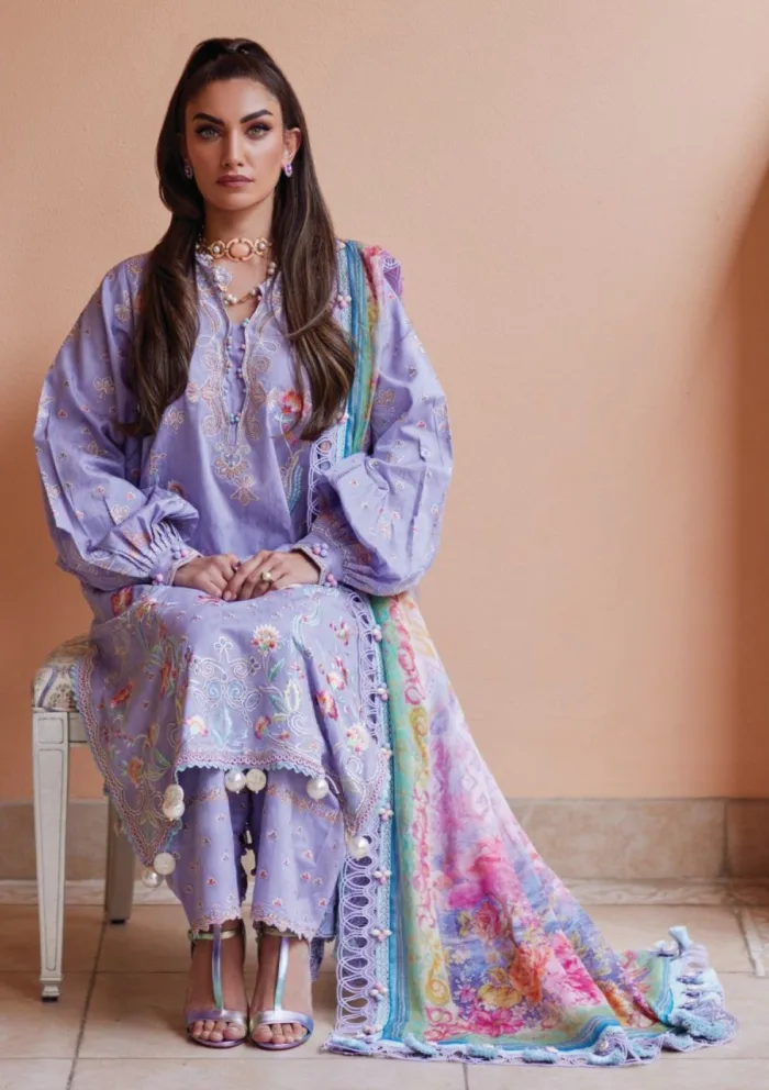 Farah Talib Aziz FTL25 09 Lilliana Lavender Luxury Unstitched Lawn Collection - Image 6