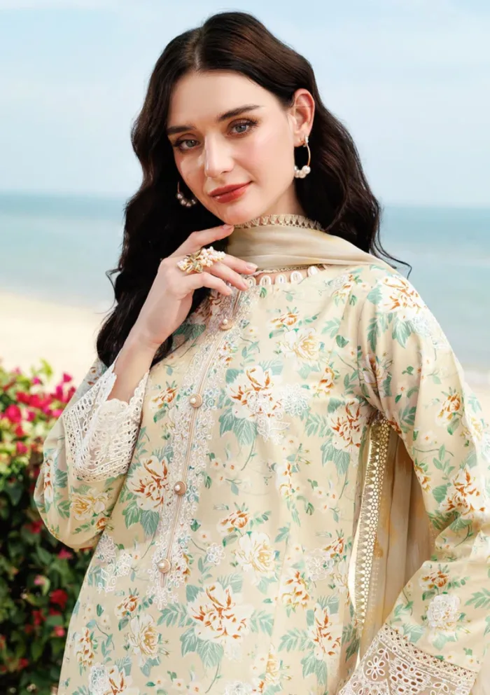Farasha Eid Summer 25 Lush Cream Aurea Luxury Lawn Collection - Image 4