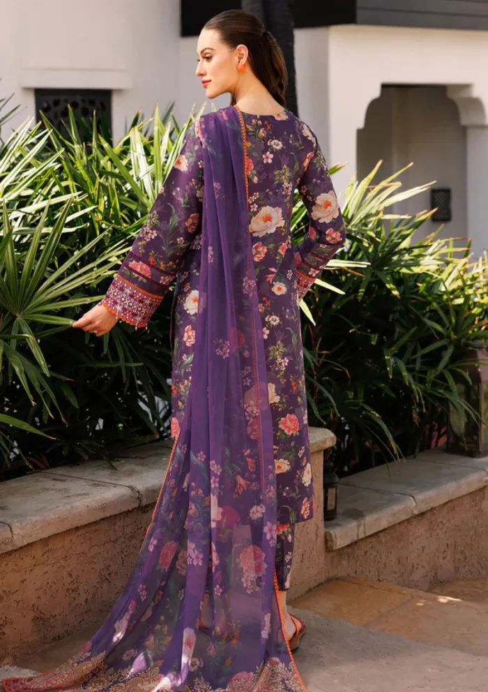 Farasha Eid Summer 25 Majestic Purple Aurea Luxury Lawn Collection - Image 2