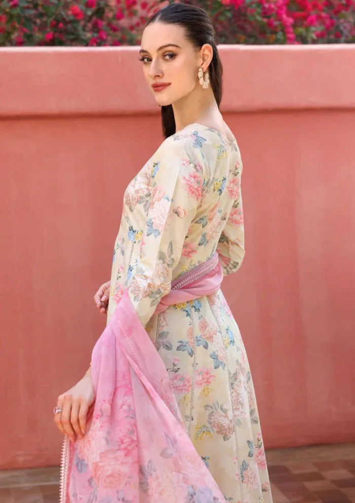 Farasha Eid Summer 25 Meadow Blush Aurea Luxury Lawn Collection - Image 3